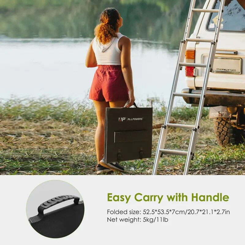 ALLPOWERS-Panneau Solaire Flexible et Pliable, 200W, Kit de Panneaux Solaires à Haute Efficacité, Chargeur de Batterie pour Camping, Bateau, Montres
