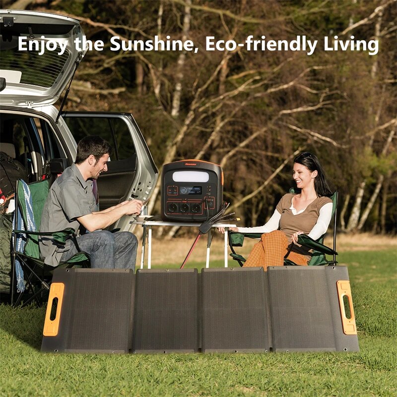 NEWSMY Panneau Solaire 120W, Panneau Solaire Ultraléger, Pliable pour Générateur Solaire, Panneau Solaire Monocristallin avec Sortie 6en1