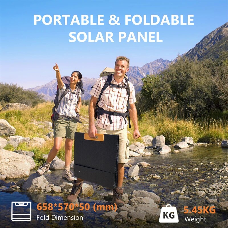NEWSMY Panneau Solaire 210 W, Panneau Solaire Pliable pour Centrale Portable avec Câble Adaptateur 6 en 1, MPPT, Module Solaire Monocristallin pour Jardin Extérieur Balcon Caravane Camping