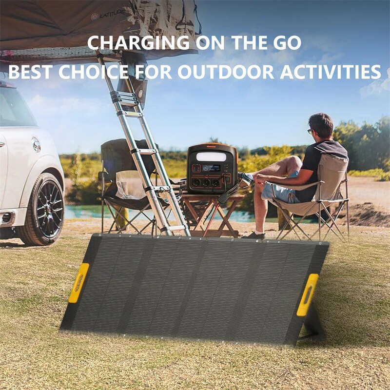NEWSMY Panneau Solaire 210 W, Panneau Solaire Pliable pour Centrale Portable avec Câble Adaptateur 6 en 1, MPPT, Module Solaire Monocristallin pour Jardin Extérieur Balcon Caravane Camping