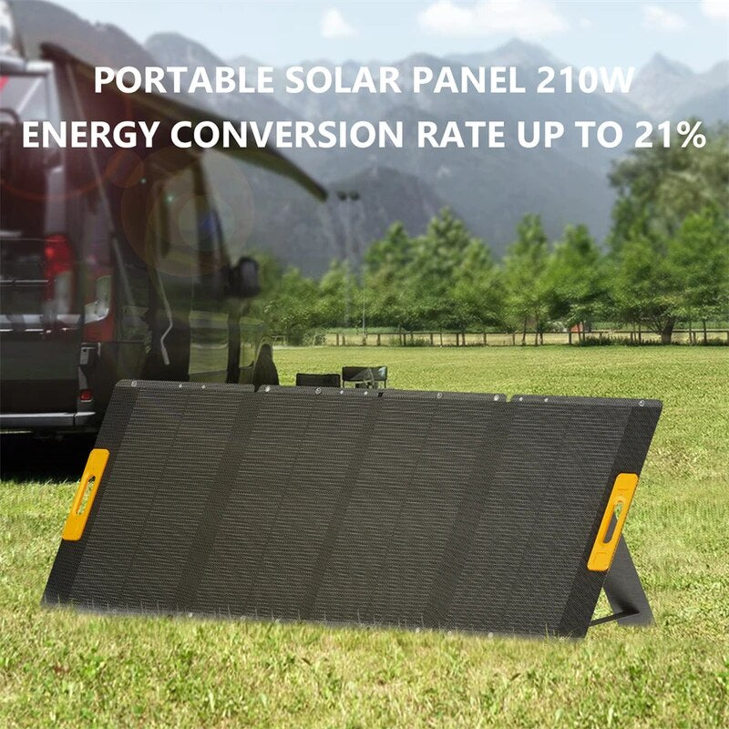 NEWSMY Panneau Solaire 210 W, Panneau Solaire Pliable pour Centrale Portable avec Câble Adaptateur 6 en 1, MPPT, Module Solaire Monocristallin pour Jardin Extérieur Balcon Caravane Camping