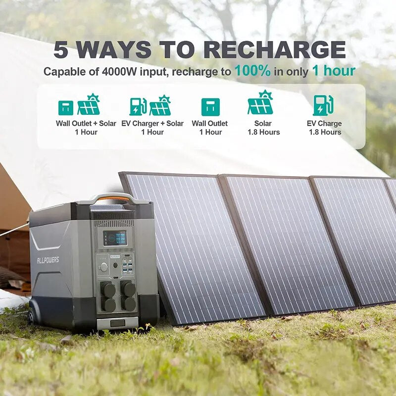 ALLPOWERS - R4000 Centrale électrique portable, 4000W, alimentation de secours domestique, charge rapide en 1 heure avec panneaux solaires éventuelles 029 pour les pannes de courant