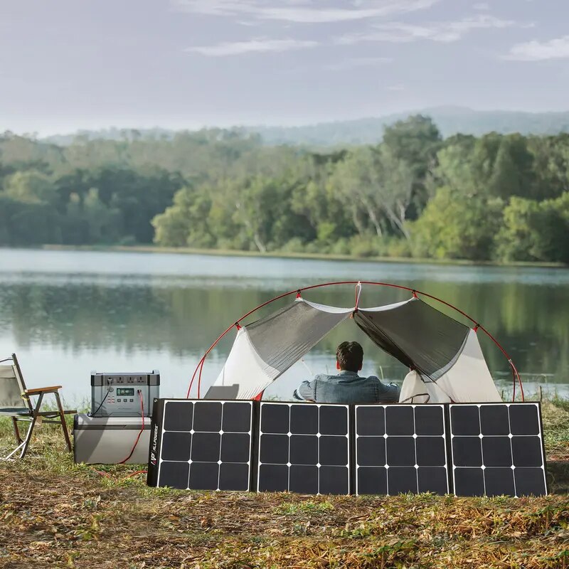 ALLPOWERS-Panneau Solaire Flexible et Pliable, 200W, Kit de Panneaux Solaires à Haute Efficacité, Chargeur de Batterie pour Camping, Bateau, Montres