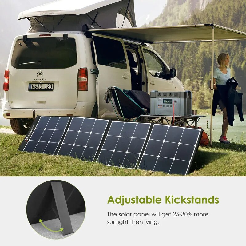 ALLPOWERS-Panneau Solaire Flexible et Pliable, 200W, Kit de Panneaux Solaires à Haute Efficacité, Chargeur de Batterie pour Camping, Bateau, Montres