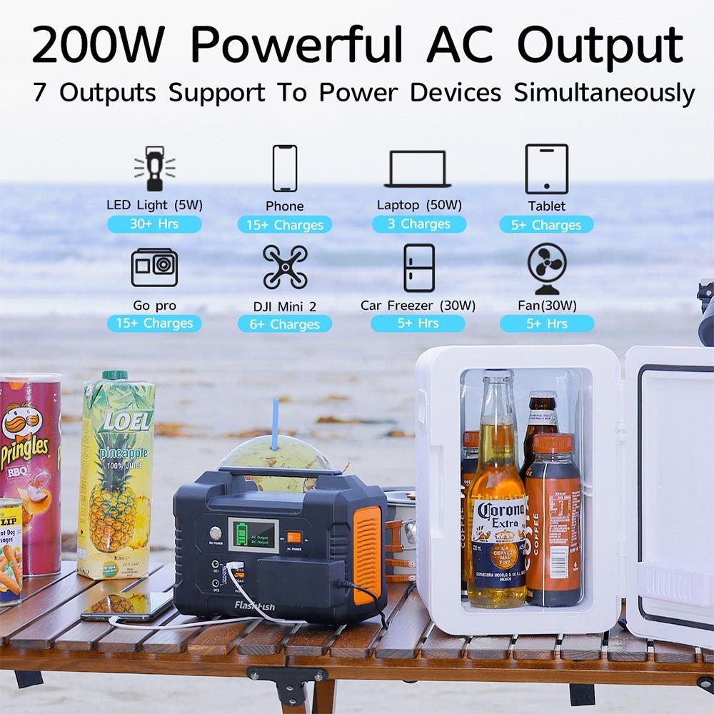 FlashFish E200 200W centrale électrique Portable 151Wh batterie au Lithium 1x onde sinusoïdale Pure sortie AC220V pour RV Camping Van