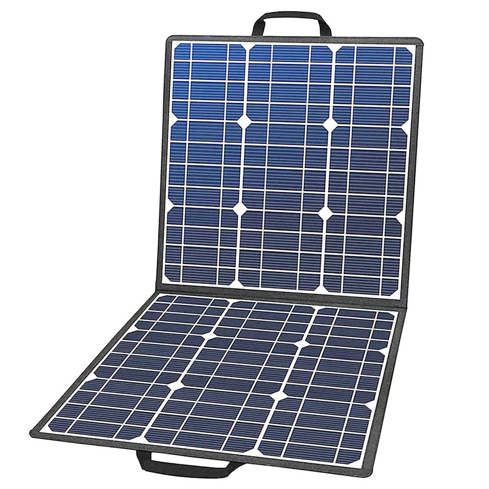 Flashfish SP18V 100W Panneau Solaire Portable Connecteur 4-en-1 Double Sorties USB Portable et Pliable Compatible avec la Plupart des Centrales électriques pour Camping