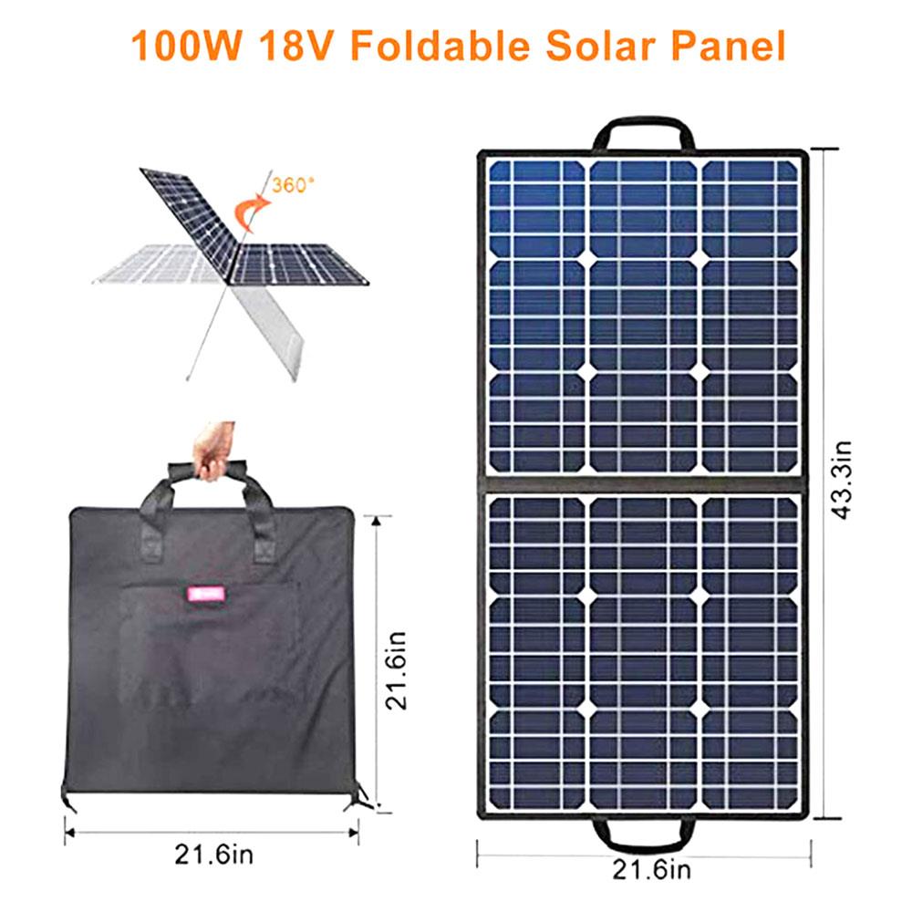 Flashfish SP18V 100W Panneau Solaire Portable Connecteur 4-en-1 Double Sorties USB Portable et Pliable Compatible avec la Plupart des Centrales électriques pour Camping