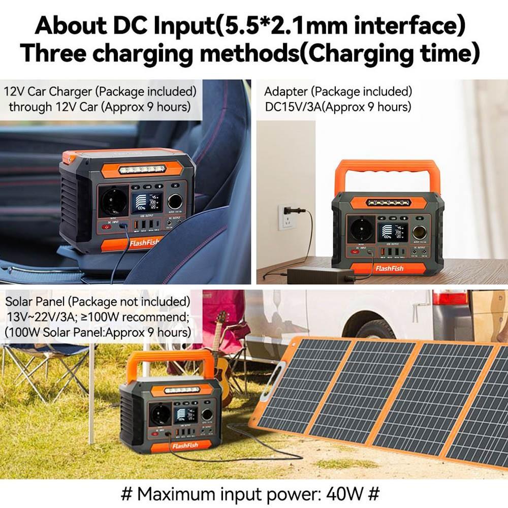Flashfish P66 Centrale électrique portable, générateur solaire à cellules lithium-ion 288,6 Wh/78 000 mAh, sortie CA 260 W, surtension 520 W, chargeur sans fil 5 W, 8 sorties de charge, lumières LED