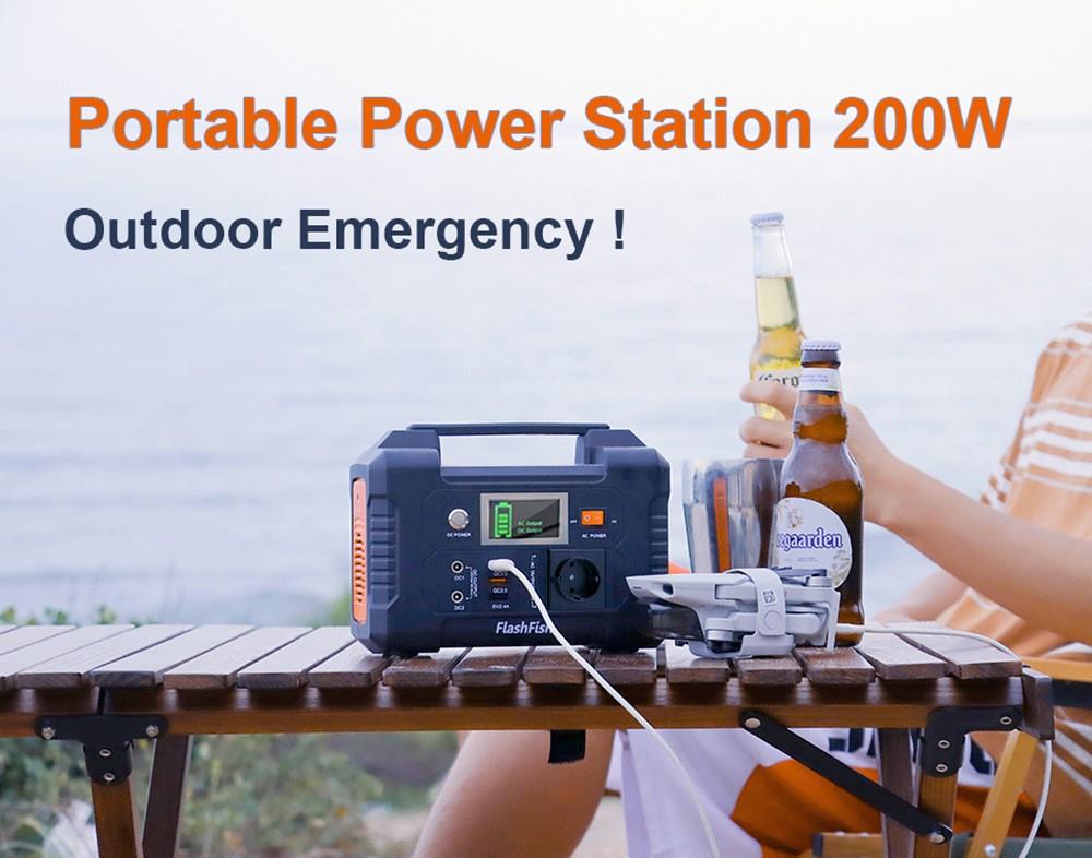 FlashFish E200 200W centrale électrique Portable 151Wh batterie au Lithium 1x onde sinusoïdale Pure sortie AC220V pour RV Camping Van