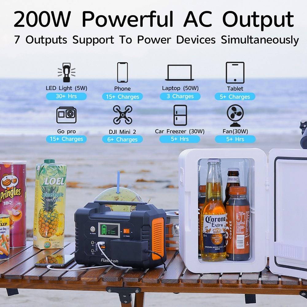 FlashFish E200 200W centrale électrique Portable 151Wh batterie au Lithium 1x onde sinusoïdale Pure sortie AC220V pour RV Camping Van