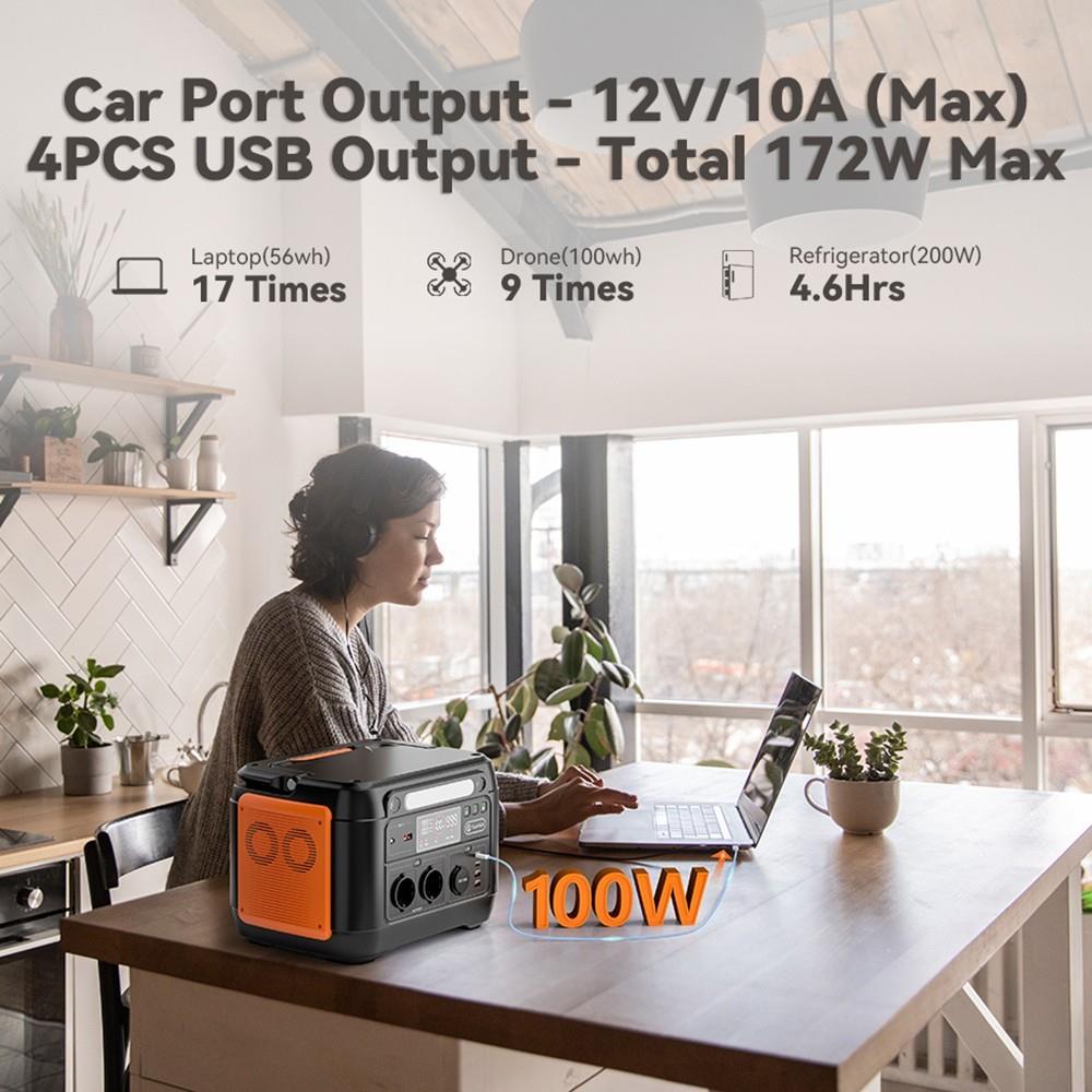 Flashfish A1001 Centrale électrique portable 1000 W, générateur solaire 1030 Wh/278 400 mAh, ports AC à onde sinusoïdale pure, 7 sorties, lumières LED