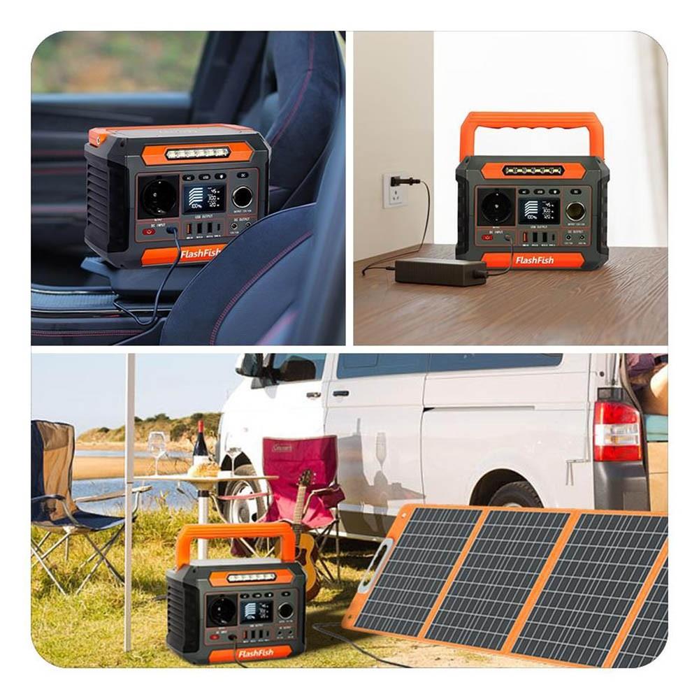 Flashfish P66 Centrale électrique portable, générateur solaire à cellules lithium-ion 288,6 Wh/78 000 mAh, sortie CA 260 W, surtension 520 W, chargeur sans fil 5 W, 8 sorties de charge, lumières LED
