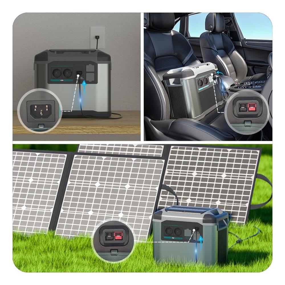 Flashfish P15 Centrale électrique portable, générateur solaire à cellules lithium-ion 1008 Wh/280 000 mAh, sortie CA 1500 W, surtension 2500 W, 8 sorties, lumières LED