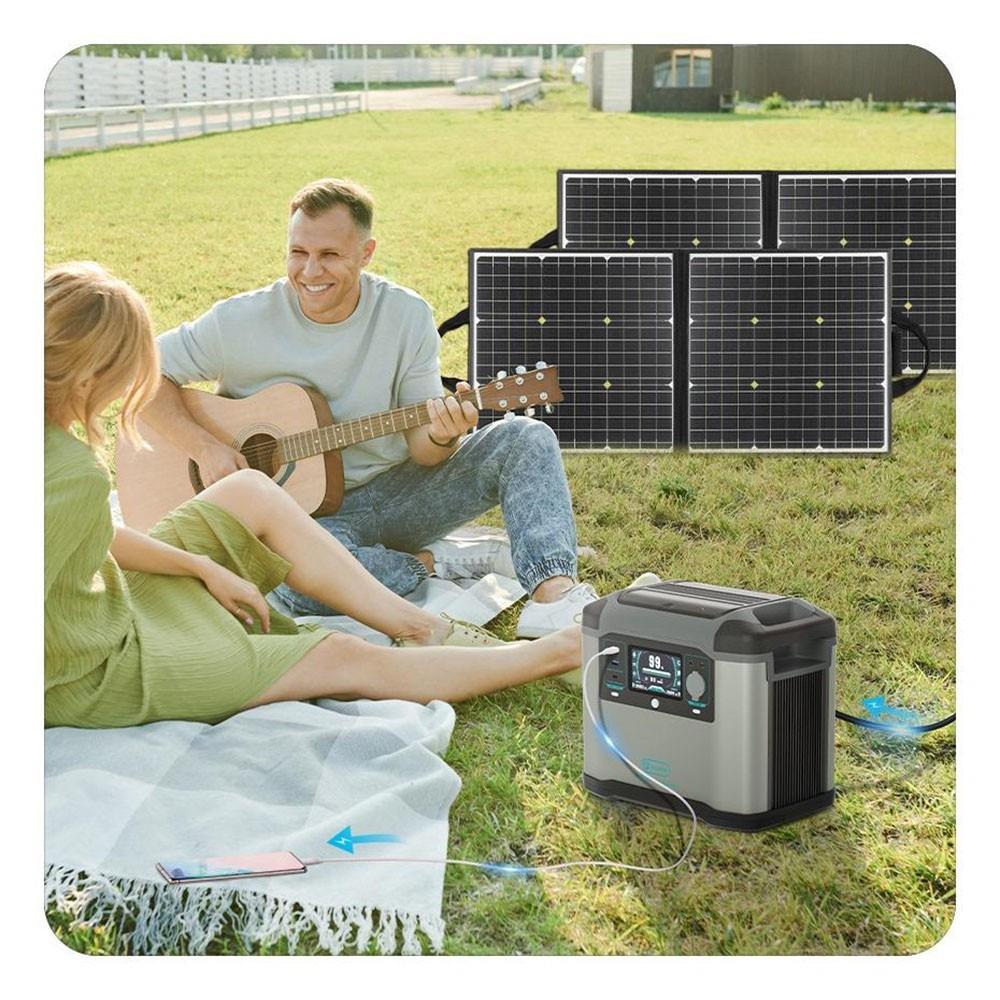 Flashfish P15 Centrale électrique portable, générateur solaire à cellules lithium-ion 1008 Wh/280 000 mAh, sortie CA 1500 W, surtension 2500 W, 8 sorties, lumières LED