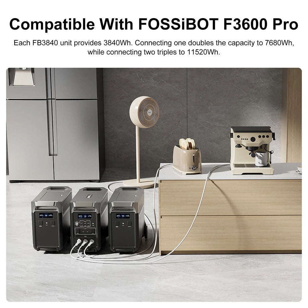 Batterie d'extension FOSSiBOT FB3840, pack de batteries LiFePO4 3840 Wh pour F3600 Pro