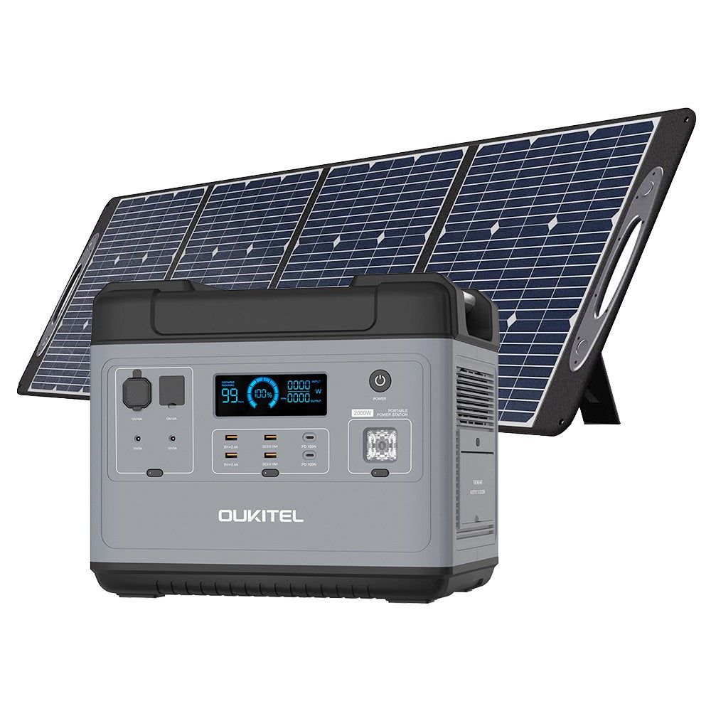 Centrale électrique portable OUKITEL P1201E, générateur solaire LiFePo4 960 Wh, sortie CA 1 200 W, surtension 2 400 W, recharge complète en 1,5 heure, 11 sorties, lumière LED