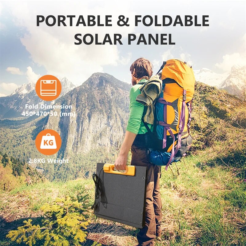 NEWSMY Panneau Solaire 120W, Panneau Solaire Ultraléger, Pliable pour Générateur Solaire, Panneau Solaire Monocristallin avec Sortie 6en1