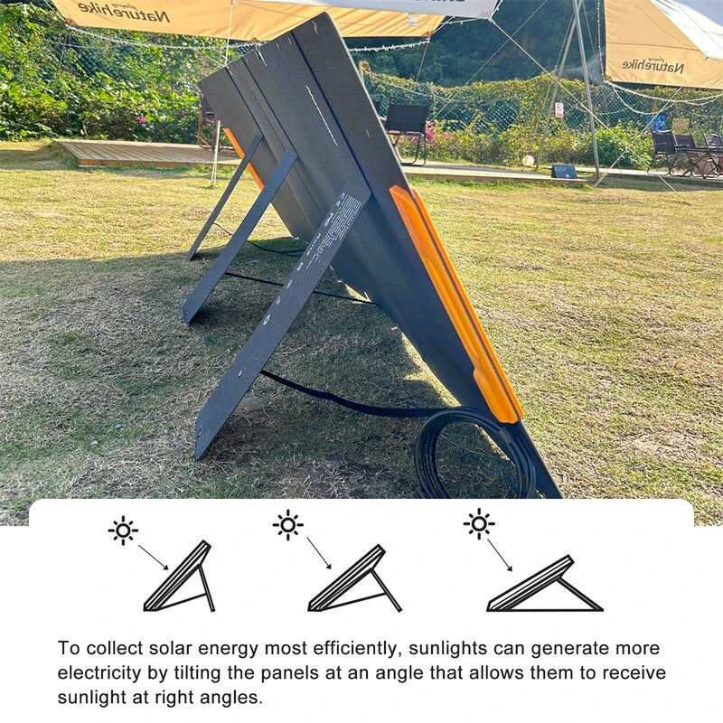 NEWSMY Panneau Solaire 210 W, Panneau Solaire Pliable pour Centrale Portable avec Câble Adaptateur 6 en 1, MPPT, Module Solaire Monocristallin pour Jardin Extérieur Balcon Caravane Camping