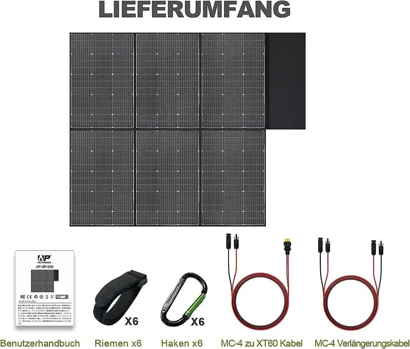 ALLPOWERS-Panneau Solaire Pliable de 600W avec Sortie MC-4, Batterie pour l'Extérieur, Bateau, Hors Réseau, Camping car...