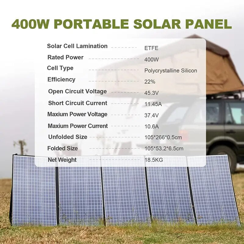 ALLPOWERS-Panneau Solaire, 200W, 400W Pliable et Étanche, Chargeur Solaire Portable pour Toit de Jardin, Montres de Camping