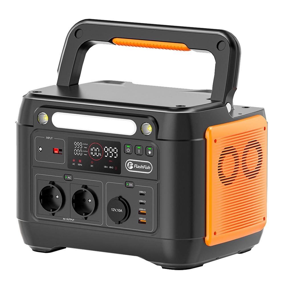 Station Électrique Flashfish 1041.6Wh Avec Panneau Solaire 100W - Générateur LiFePO4 1000W - Pour Camping, Voyage, Secours - Ports Nombreux