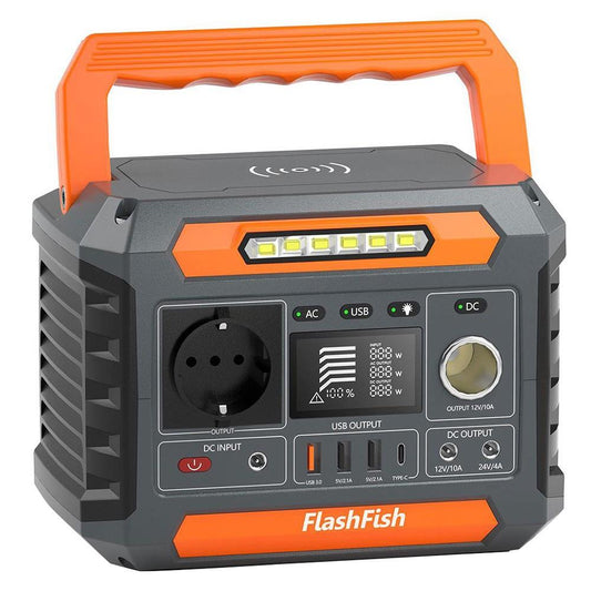 Flashfish P66 Centrale électrique portable, générateur solaire à cellules lithium-ion 288,6 Wh/78 000 mAh, sortie CA 260 W, surtension 520 W, chargeur sans fil 5 W, 8 sorties de charge, lumières LED